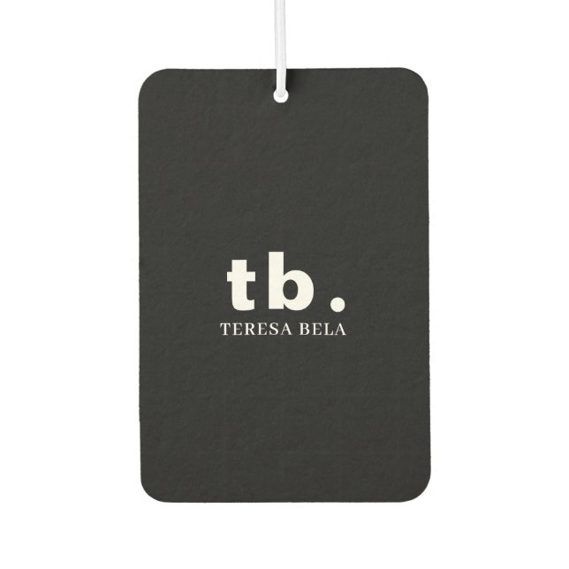 Monogram Classic Elegant Minimal Black and White Air Freshener (Front)