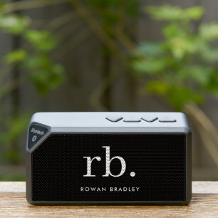 Monogram Classic Elegant Minimal Black and White Bluetooth Speaker