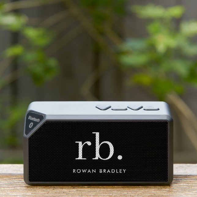 Monogram Classic Elegant Minimal Black and White Bluetooth Speaker (Insitu(Outdoor))