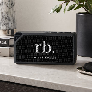 Monogram Classic Elegant Minimal Black and White Bluetooth Speaker