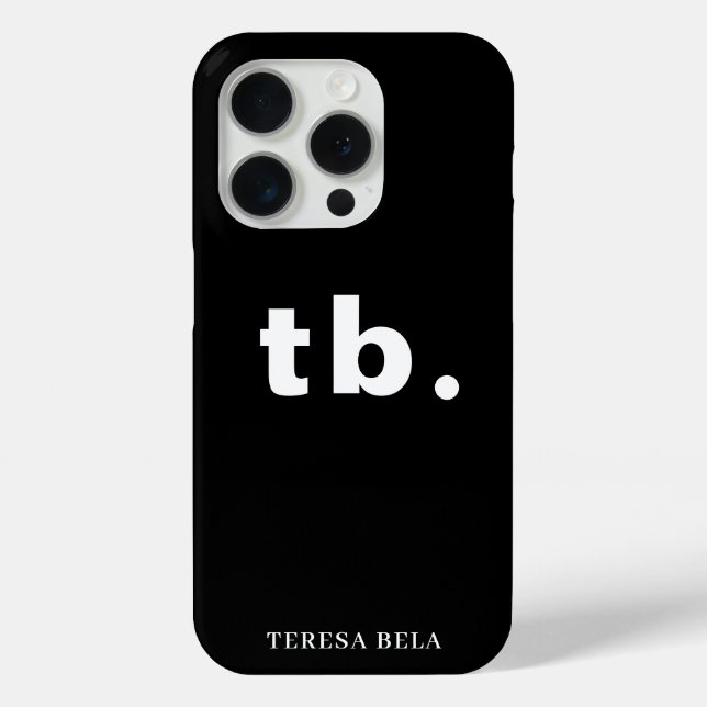 Monogram Classic Elegant Minimal Black and White Case-Mate iPhone Case (Back)