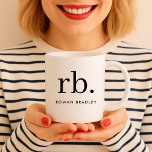 Monogram Classic Elegant Minimal Black and White Coffee Mug<br><div class="desc">A minimalist monogram design with large typography initials in a classic font with your name below. The perfectly custom gift or accessory!</div>