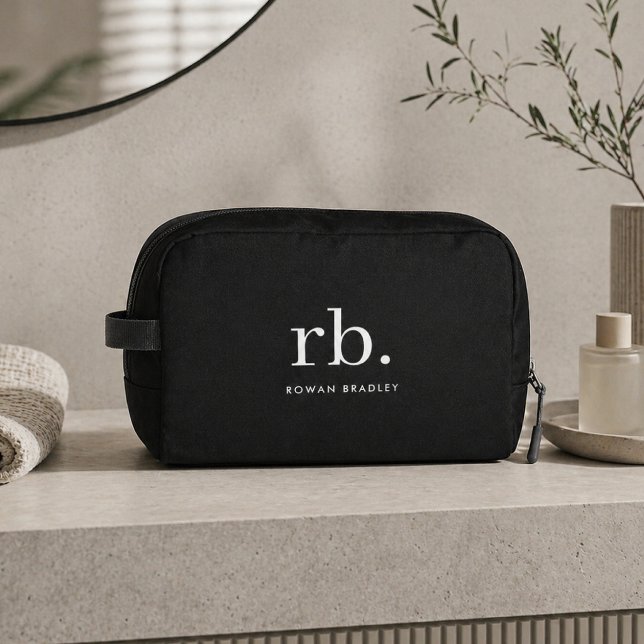 Monogram Classic Elegant Minimal Black and White Dopp Kit (Creator Uploaded)