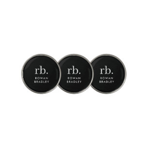 Monogram Classic Elegant Minimal Black and White Golf Ball Marker