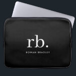 Monogram Classic Elegant Minimal Black and White Laptop Sleeve<br><div class="desc">A minimalist monogram design with large typography initials in a classic font with your name below on a simple black background. The perfectly custom gift or accessory!</div>