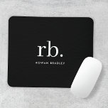 Monogram Classic Elegant Minimal Black and White Mouse Pad<br><div class="desc">A minimalist monogram design with large typography initials in a classic font with your name below on a simple black background. The perfectly custom gift or accessory!</div>