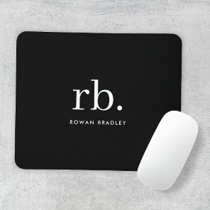Monogram Classic Elegant Minimal Black and White Mouse Pad