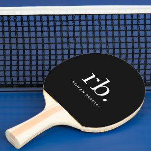 Monogram Classic Elegant Minimal Black and White Ping Pong Paddle
