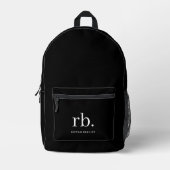 Monogram Classic Elegant Minimal Black and White Printed Backpack (Front)
