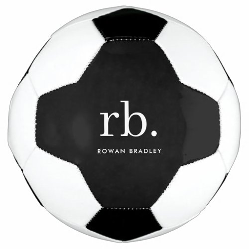Monogram Classic Elegant Minimal Black and White Soccer Ball
