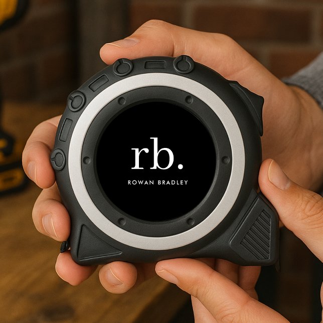 Monogram Classic Elegant Minimal Black and White Tape Measure (Creator Uploaded)