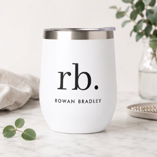 Monogram Classic Elegant Minimal Black and White Thermal Wine Tumbler