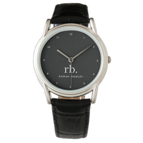 Monogram Classic Elegant Minimal Black and White Watch