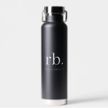 Monogram Classic Elegant Minimal Black and White Water Bottle<br><div class="desc">A minimalist monogram design with large typography initials in a classic font with your name below on a simple black background. The perfectly custom gift or accessory!</div>