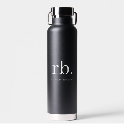 Monogram Classic Elegant Minimal Black and White Water Bottle