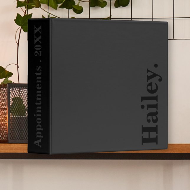 Monogram Classic Elegant Minimal Black Name 3 Ring Binder (Creator Uploaded)