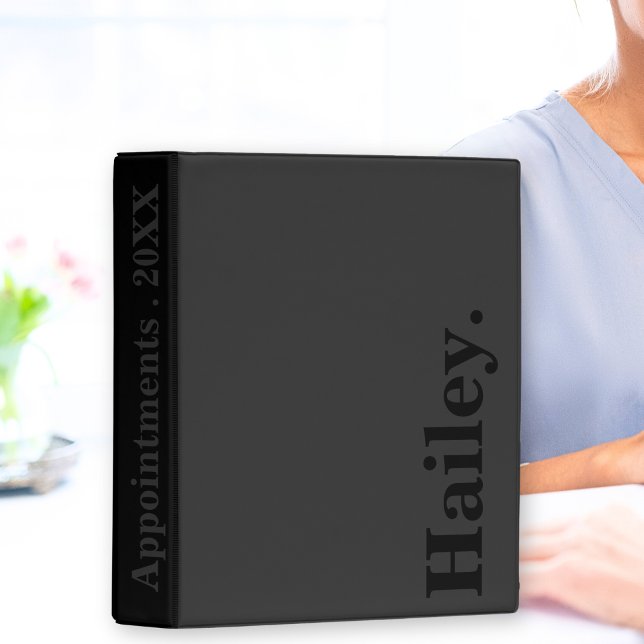 Monogram Classic Elegant Minimal Black Name Mini Binder (Creator Uploaded)