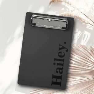 Monogram Classic Elegant Minimal Black Name Mini Clipboard