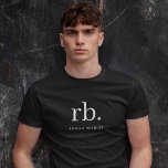 Monogram Classic Elegant Minimal Black T-Shirt<br><div class="desc">A minimalist monogram design with large typography initials in a classic font with your name below on a simple black background. The perfectly custom gift or accessory!</div>
