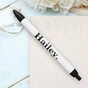 Monogram Classic Elegant Minimal Black White Name Pen