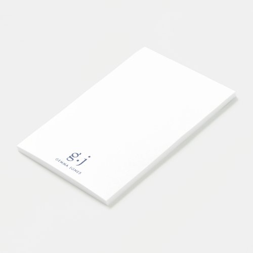 Monogram Classic Elegant Minimal Dusty Blue White Post_it Notes