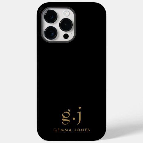 Monogram Classic Elegant Minimal Gold Black Case_Mate iPhone 14 Pro Max Case