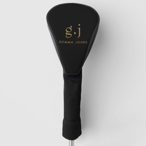 Monogram Classic Elegant Minimal Gold Black Golf Head Cover