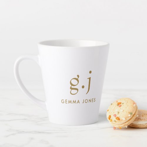 Monogram Classic Elegant Minimal Gold Latte Mug