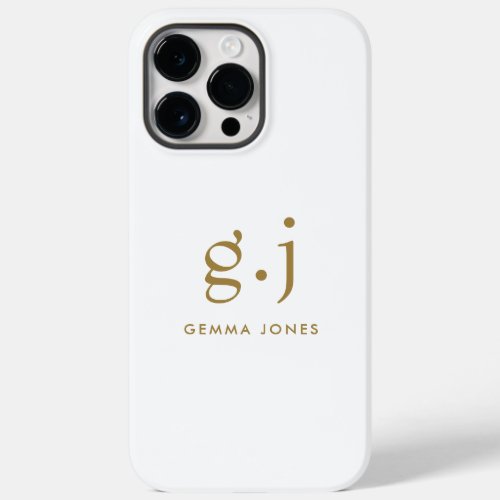 Monogram Classic Elegant Minimal Gold White Case_Mate iPhone 14 Pro Max Case