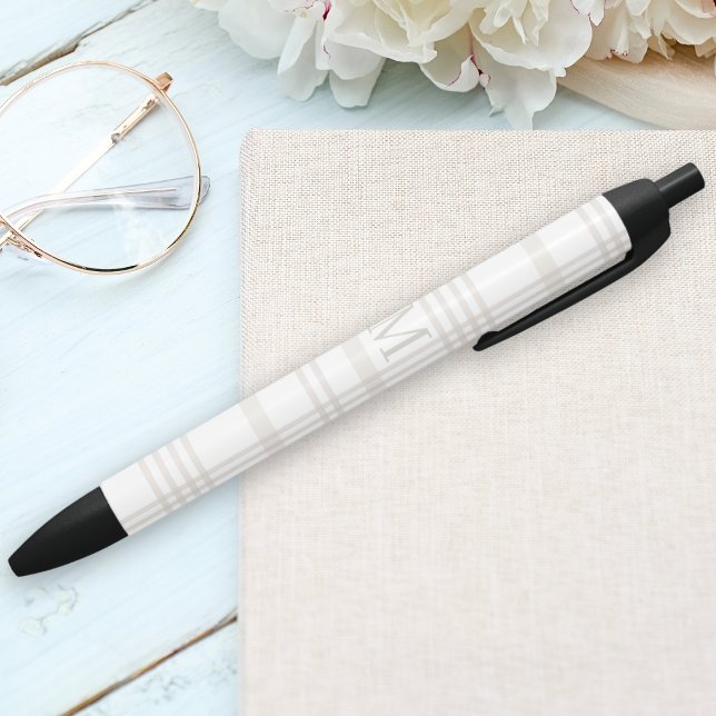 Monogram Classic Elegant Minimal Initial Plaid Pen (Creator Uploaded)