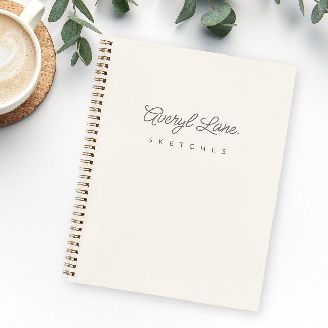 Monogram Classic Elegant Minimal Ivory Sketchbook Notebook (Creator Uploaded)