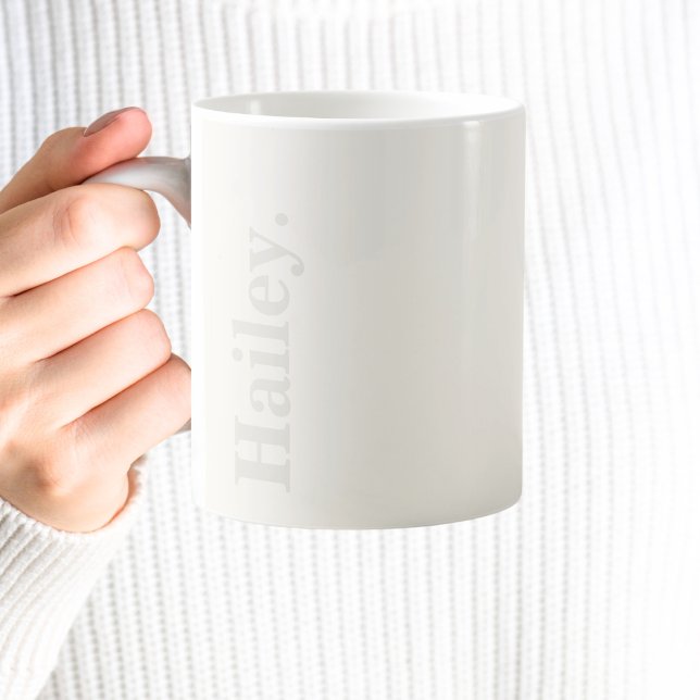 Monogram Classic Elegant Minimal Ivory White Name Coffee Mug (Creator Uploaded)
