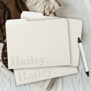 Monogram Classic Elegant Minimal Ivory White Name File Folder