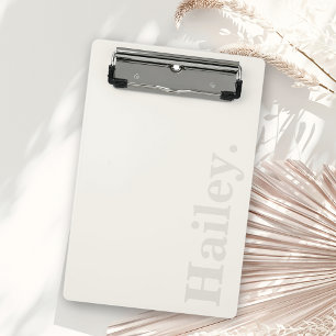 Monogram Classic Elegant Minimal Ivory White Name Mini Clipboard