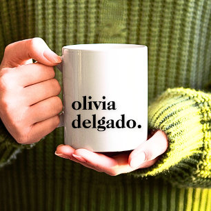 Monogram Classic Elegant Minimal Name Black White Coffee Mug