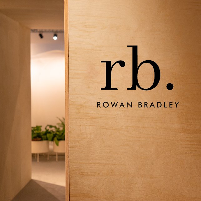 Monogram Classic Elegant Modern Minimal Nameplate Wall Decal (Sleek black modern monogram custom nameplate wall decal.)