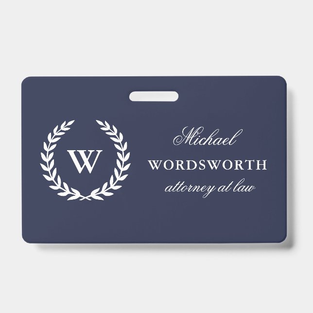 Monogram Classic Elegant Professional Blue Badge (Front)