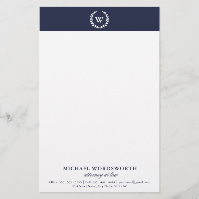 Monogram Classic Elegant Professional Stationery (Front)
