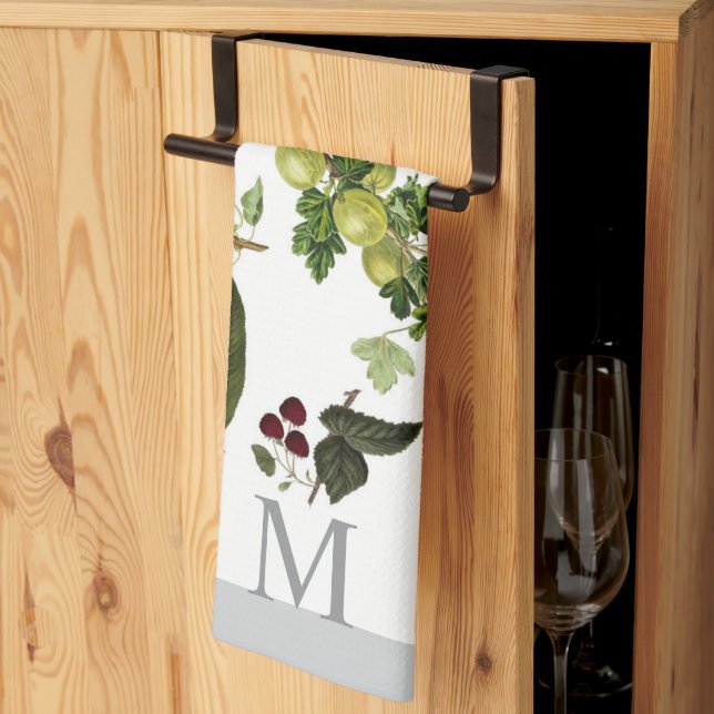 monogram classic fruit design or add text to  kitchen towel (Thirds Fold)