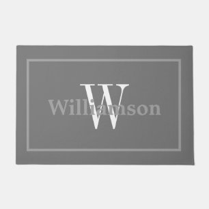 Monogram Classic Gray Framed Family Name Doorma Doormat