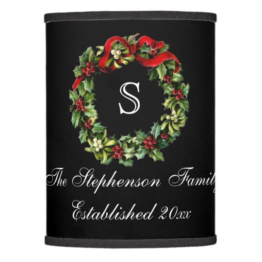 Monogram Clic Holly Wreath Custom Christmas Lamp Shade Zazzle