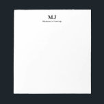 Monogram Classic Initials Name Note Pad<br><div class="desc">Send a meaningful impression with a two-letter monogram note pad. Includes personalized name. Text and back ground color can be changed. Perfect for sending a professional or personal hello.</div>