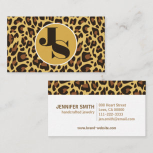 Monogram Classic Leopard Print Rockabilly Pattern Business Card