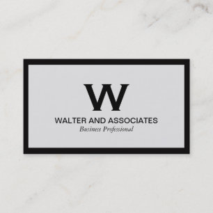 Monogram Classic Light Gray Black Border Business Card