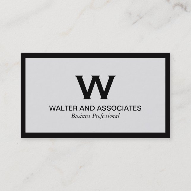 Monogram Classic | Light Gray | Black Border Business Card (Front)
