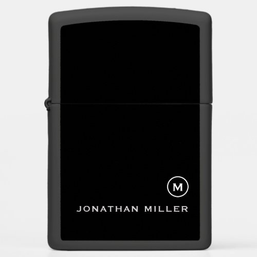 Monogram Classic Minimal Black and White Zippo Lighter