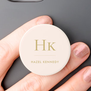 Monogram Classic Modern Minimalist Blush Pink Gold PopSocket