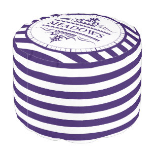 Monogram Classic Navy Blue Elegant Nautical Pouf