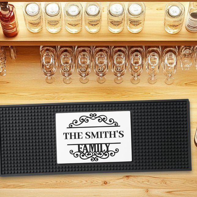 Monogram Classic Ornate Name family  Bar Mat (Creator Uploaded)