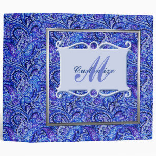 Monogram Classic Paisley Vibrant Blue Binder